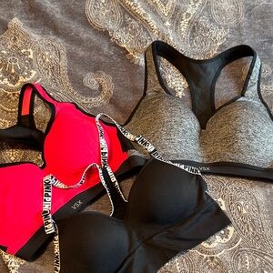 Victoria’s Secret Sports Bra Trio - Black, Gray, Pink